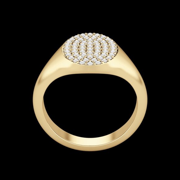 Oval Pavé Signet Ring - Picture 8 of 9